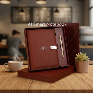 Libreta de Negocios con Cubierta de Cuero y Logotipo Personalizado, 80 Hojas, Base de Carga Inalámbrica Integrada, Toma de Notas con IA y Banco de Energía Móvil - Product Image 1