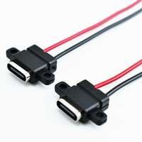 Connecteur USB Type-C femelle à connecteur d'alimentation mâle 2 broches avec câble 1007-24AWG 6CM 10CM 15Cm pour montage sur panneau LN-004