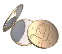 Miroir de poche personnalisé avec logo, en acier inoxydable, double face, pliable, avec revêtement en époxy