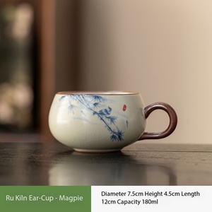 Tasse à thé en céramique style Ru avec anse, design maître du Kung Fu chinois, pour déguster du thé/du café - Product Image 6