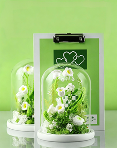 Rose éternelle en crochet sous cloche en verre, terrarium artisanal <span class=keywords><strong>de</strong></span> muguet et <span class=keywords><strong>de</strong></span> mousse, cadeau pour elle, décoration maison Fête des Mères - Product Image 4