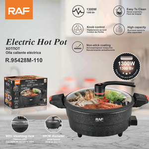 RAF 1300W R.5428M Marmite Électrique 6L 30cm Antiadhésive avec Contrôle par Bouton, Grille de Cuisson Vapeur, Nettoyage Facile - Product Image 5