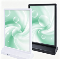 Enseigne lumineuse rechargeable en alliage d'aluminium à haute luminosité, affichage vertical de table double face portable pour carte de menu de thé au lait