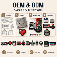 Patch en PVC souple Rétro Arcade Gamer, motif Joystick, Cassette, Pixel, Cœur, Badge en caoutchouc pour sacs
