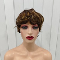 Perruque Courte Bouclée Noire Pixie Cut en Cheveux Humains Remy Faite à la Machine pour Fournisseur en Gros et Livraison Directe
