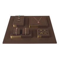 Ensemble de présentoirs à bijoux en microfibre de luxe avec logo personnalisé pour comptoir de magasin professionnel, vitrine et présentoirs de fenêtre, support pour colliers et bagues