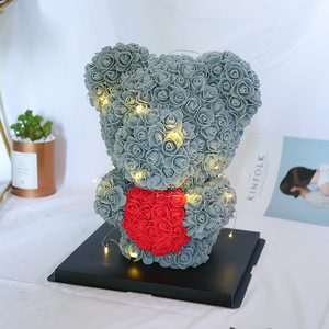 2022 oso de peluche con rosa Rose Teddy Bear Artificial flower foam rose bear teddy 40 cm for Valentines Day Mothers Day