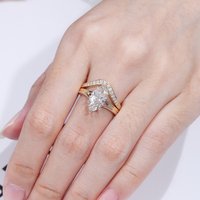 Ensemble de bagues de fiançailles et de mariage en or massif 18 carats avec diamants de laboratoire certifiés IGI de forme marquise, bijoux fins pour couples