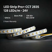 Bande LED Pro+ CCT 2835 128LEDs/m 8mm 24V 12W CRI 83+ 160LM/W Garantie 3 ans