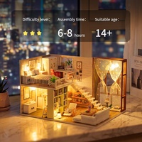 IIECREATE K-028 Kit de Casa de Muñecas en Miniatura de Madera 3D para Armar - Juguete Educativo para Construcción de Ciudades