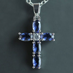 Collana con ciondolo ovale blu per donna, gioielli semplici e alla moda, regalo per l'uso quotidiano - Product Image 1