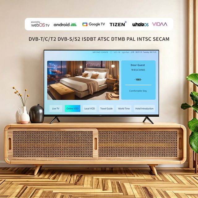 OEM 24/ 32/40/43/50/55/65 75 " TV WiFi Android 11.0 LED TV Television Set 4K Smart TV LED LCD Hotel Television, Android Smart TV