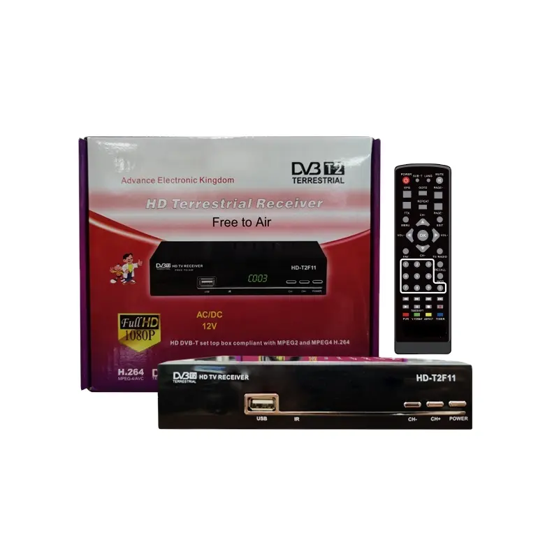 ยอดขายเคนยาชุดกล่องด้านบน Dvbt2กล่องทีวี DC 12โวลต์ DVB-T2รับสัญญาณทีวี