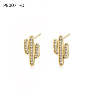 ต่างหูแฟชั่นประดับเซอร์โคเนียสตั๊ด PE0071 สำหรับผู้หญิงเครื่องประดับคุณภาพสูง - Product Image 2