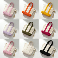 Porte-clés en toile en gros, mini sac à fermeture éclair en toile avec logo personnalisé et sangle rose, mini sac en toile personnalisé, porte-monnaie porte-clés