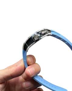 Reloj Mecánico Automático de Buceo, Personalizado de Alta Gama 2025, con Forma de Tonel, Esqueleto, Acero Inoxidable, Resistente al Agua, Azul y Blanco - Product Image 5