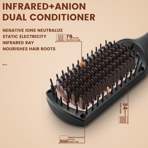 Dsp Electric Hair Straightening <b>Brush</b> Adjustable <b>Heat</b> Settings For Dry Hair Blue And Black - Product Image 3