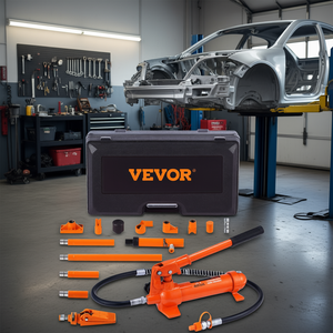 Kit de réparation de carrosserie automobile Vevor 4 tonnes, vérin hydraulique portable, tuyau d'huile de 3,9 pieds, avec coffret de rangement pour voiture et camion - Product Image 2