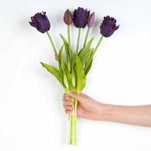 ดอกทิวลิปผ้าไหม 40 ซม. 5 หัว ราคาดีที่สุด ดอกทิวลิปยางนิ่ม สีขาว ดอกไม้ประดิษฐ์สำหรับวันวาเลนไทน์ - Product Image 5