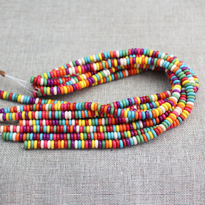Perles en céramique colorées 3x8mm, perles rondes en vrac pour la fabrication de bijoux, fournitures artisanales de style bohème, environ 100 pièces - Product Image 3