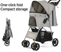 Poussette de luxe pliable et réglable pour animaux de compagnie et chiens, 4 roues, confortable, avec design détachable, chariot de voyage