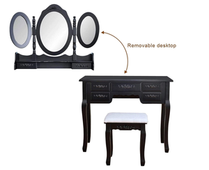 <span class=keywords><strong>Coiffeuse</strong></span> Pliable 3 Miroirs avec 7 Tiroirs <span class=keywords><strong>Coiffeuse</strong></span> Simpliste Reine et Dressing - Product Image 4