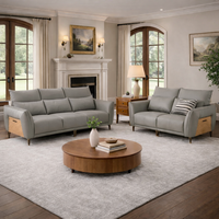Canapé en cuir de luxe scandinave moderne, mousse haute densité, trois sièges profonds, design minimaliste et élégant pour salon