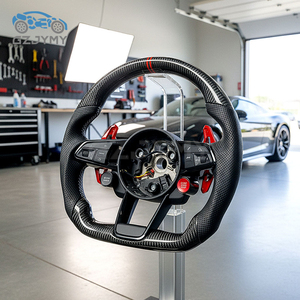 Volant en fibre de carbone semi-LED <span class=keywords><strong>S</strong></span>-<span class=keywords><strong>Line</strong></span> avec bouton de démarrage, cuir perforé R8 pour <span class=keywords><strong>Audi</strong></span> A1 A3 <span class=keywords><strong>A4</strong></span> A5 A6 A6L A7 A8 Q3 Q5 - Product Image 1