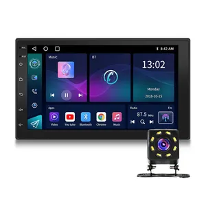 2 Din Android araba radyo Carplay 10 inç dokunmatik ekran araç DVD oynatıcı oyuncu araba Stereo BT Wifi GPS navigasyon ile arka kamera