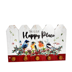 Letreros de Madera Rústicos Hechos a Mano con Temática Floral, Personalizados, con 5 Ganchos y Perchero para Colgar en la Pared, Decoración del Hogar - Product Image 3