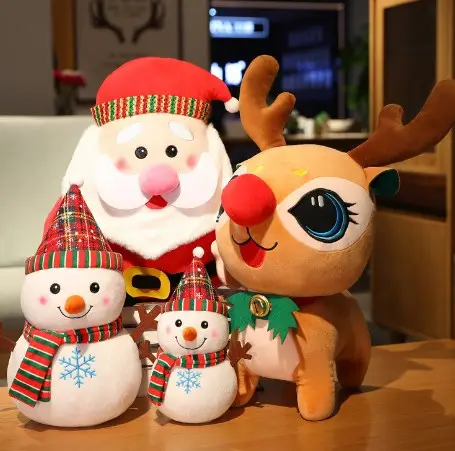 Санта-Клаус, Рождественское украшение, милый Санта-Клаус, плюшевый подарок для детей, плюшевый сидящий олень, Рождественский олень