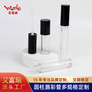 Tubos de brillo labial transparentes de PETG de 4 ml con tapa negra y aplicador para envasado de cosméticos recargables - Product Image 4