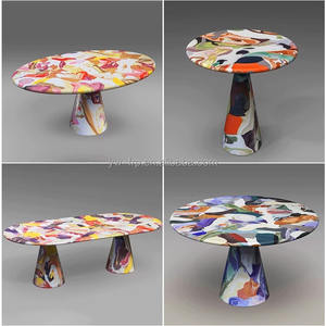 Tavolo <span class=keywords><strong>da</strong></span> caffè dipinto in fibra di vetro di lusso leggero creativo artista olandese pittura a olio <span class=keywords><strong>tavola</strong></span> rotonda celebrità tavolo <span class=keywords><strong>da</strong></span> pranzo laterale - Product Image 3