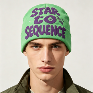 Bonnet en tricot côtelé personnalisé avec revers, broderie ACE et impression numérique, chaud pour l'hiver, idéal pour les voyages, vente en gros - Product Image 1