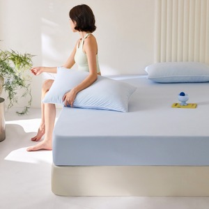 Tokogasa Cooling Fitted <b>Sheet</b> Set 1.8m Solid Color Breathable Summer <b>Bedding</b> for Adults - Product Image 1