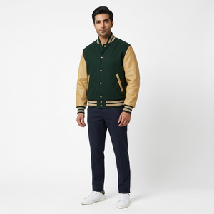 Chaqueta Varsity de Moda Personalizada al por Mayor de Alta Calidad con Cuello Alto y Logotipo Frontal, Chaqueta de Invierno Transpirable para Hombre - Product Image 1