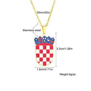 Nouveau collier pendentif emblème croate en acier inoxydable pour les Couples, collier pendentif en acier titane géométrique <span class=keywords><strong>artisanat</strong></span> en métal - Product Image 6