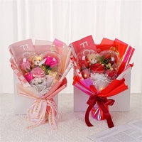 Savon en forme de rose, boîte cadeau en forme de cœur avec ours en peluche pour les cadeaux de mariage, les cadeaux de remise de diplôme, les cadeaux de demoiselle d'honneur, bouquet de fleurs éternelles