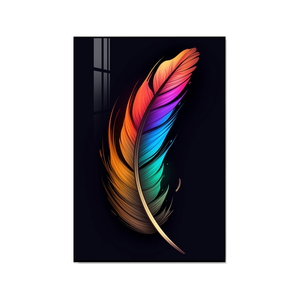 Pintura de Arte de pared de plumas bohemias para sala de estar pluma de imitación 3D pintura de lienzo de plumas reales - Product Image 1