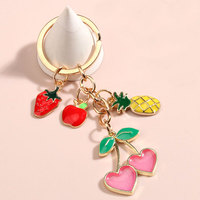 Porte-clés fruits en forme personnalisée porte-clés métal émail époxy pastèque fraise pour les femmes