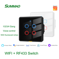 Commutateur WiFi à télécommande intelligent Tuya RF433 norme européenne fabriqué en panneau de verre trempé