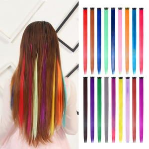 Extensiones <span class=keywords><strong>de</strong></span> cabello sintético con Clip multicolor, postizos rectos para niñas, postizos destacados <span class=keywords><strong>de</strong></span> fiesta para <span class=keywords><strong>Halloween</strong></span> - Product Image 1