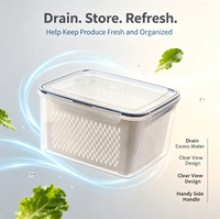 Boîte de conservation transparente en PET sans BPA de 4150 ml avec panier de drainage pour réfrigérateur, organisateur de fruits et légumes