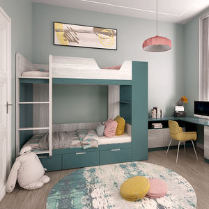 Diseño moderno Adulto Loft Dormitorio Cama de metal con escalera Marco de madera maciza Tándem Litera de madera - Product Image 4