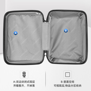 Portable Carry-<b>on</b> <b>Suitcase</b> 20-35L Zipper Closure Swivel <b>Wheels</b> For Leisure Travel Black Cosmetic Bag Case - Product Image 4