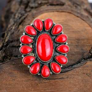 Bague en argent sterling faite à la main en corail rouge Cadeau de Noël parfait - Product Image 1