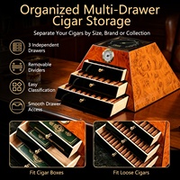 Humidor de bureau en bois de cèdre espagnol avec couvercle en verre et hygromètre, capacité 80 cigares, fabrication OEM de luxe