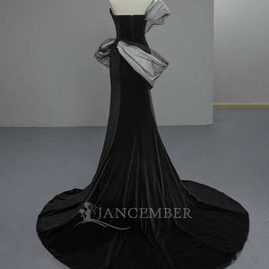 Vestidos de Fiesta de Noche Jancember SFY340, Estilo Sirena, Abertura Lateral, Color Negro Terciopelo - Product Image 3