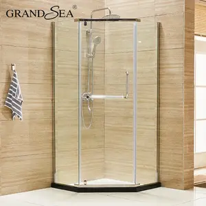 Foshan Grandsea-puerta de ducha de vidrio deslizante para baño, marco de aluminio negro de alta calidad
