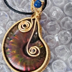 Fil fait à la main enveloppé de cristal spirituel naturel pierre de guérison bijoux fins ammonite fossile <span class=keywords><strong>pendentif</strong></span> - Product Image 4